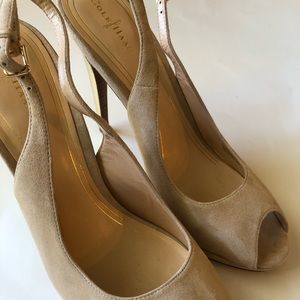 Cole Haan Suede/Gold Heel Shoes